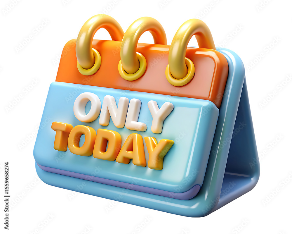 Fototapete 3d stylized calendar with only today text isolated on transparent background