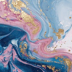 Abstract Pink Blue Gold Marble Texture Background