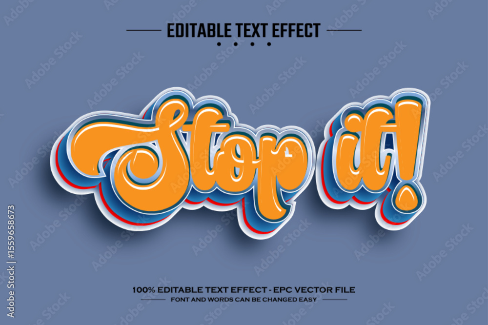 Poster stop it 3d editable text effect template