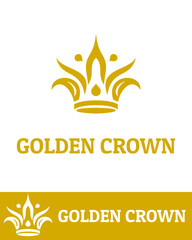 abstract logo design, A luxurious golden crown logo with elegant, symmetrical ornamental curves and royal design elements
