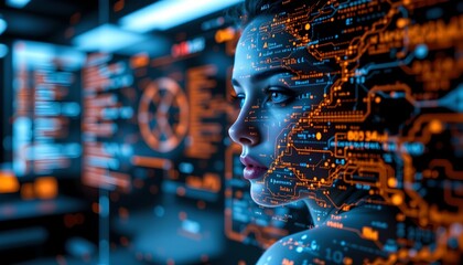 gene sequencing visualized as a futuristic heads up display (hud) interface.