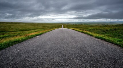 Fototapeta premium Empty Road Stretching Into Cloudy Sky