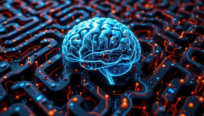 a brain's neural network solving a complex maze.
