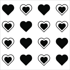 Heart Icon Pattern Simple Black and White Hearts Design