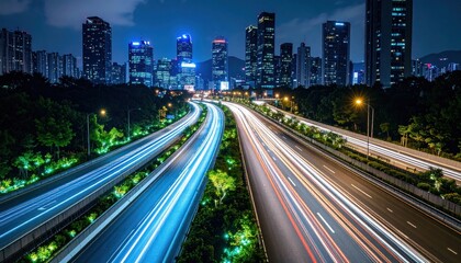 Obraz premium Night city highway