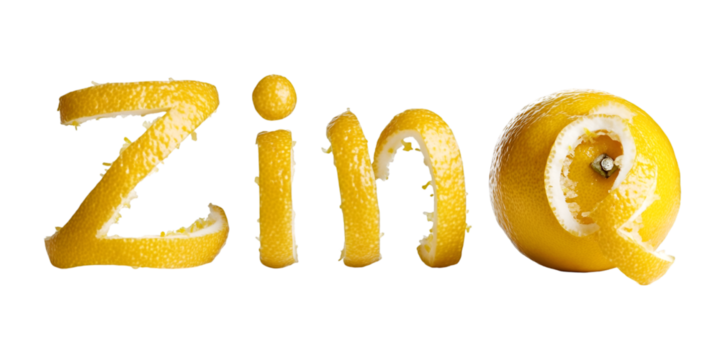 Lemon with Zesty Peel Forming the Word Zing Creative Citrus Typography Concept