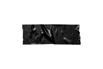 black torn wrinkled tape isolated transparent png background,Design template or mockup.design element