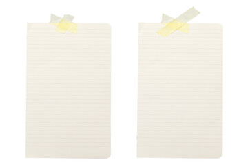 blank lined paper with tape isolated on transparent background,note paper message office business tag sign