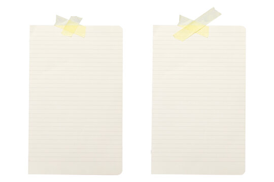 blank lined paper with tape isolated on transparent background,note paper message office business tag sign