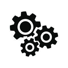 Obraz premium Black gear illustration symbolizing teamwork collaboration and engineering processes on white background