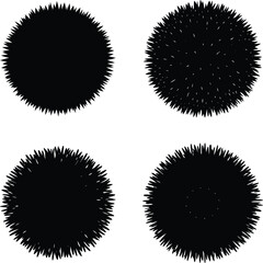 Koosh ball silhouette set - 4 playful fuzzy vector outlines, EPS JPEG PNG