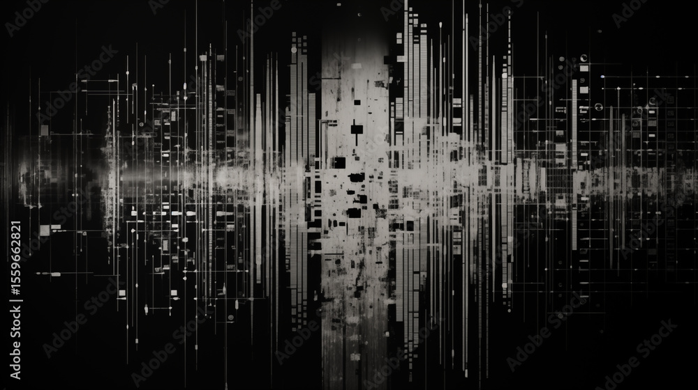 Poster abstract monochrome representation of digital data and network connections texture background