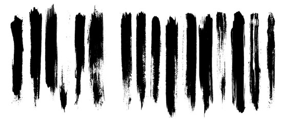 Collection of vector paint bold brush strokes, hand drawn thick grunge lines and rectangle shapes. Set of vector brush strokes. Art brush.