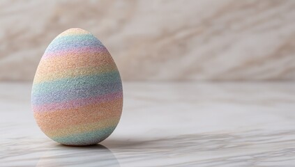 Pastel rainbow egg on marble
