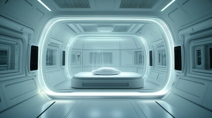 Fototapeta premium Futuristic, clean white interior
