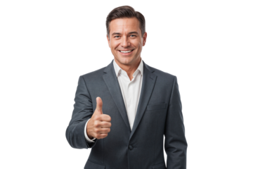 Successful Executive manager making thumbs up sign, expressing motivation and confidence in the workplace