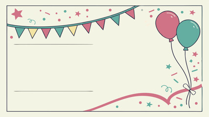 Festive invitation or certificate template with colorful bunting flags balloons confetti and stars for celebrations and special occasions