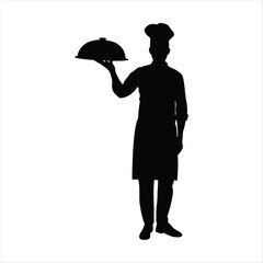 Professional Chef with Serving Tray Silhouette - Culinary Expert