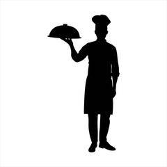 Professional Chef with Serving Tray Silhouette - Culinary Expert