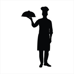 Professional Chef with Serving Tray Silhouette - Culinary Expert