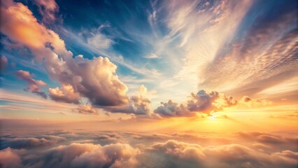 Dramatic Sky with Cumulus Clouds at Sunset