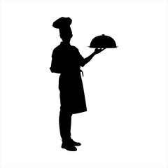 Professional Chef with Serving Tray Silhouette - Culinary Expert