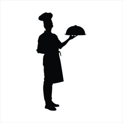Professional Chef with Serving Tray Silhouette - Culinary Expert