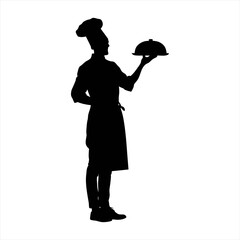 Professional Chef with Serving Tray Silhouette - Culinary Expert