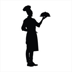 Professional Chef with Serving Tray Silhouette - Culinary Expert