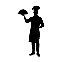 Professional Chef with Serving Tray Silhouette - Culinary Expert