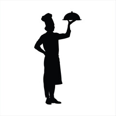 Professional Chef with Serving Tray Silhouette - Culinary Expert