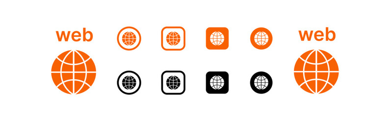 Web logo icon vector set 2025. Square, Round, Circle, outline styles