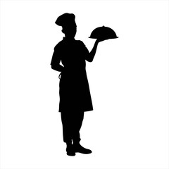 Professional Chef with Serving Tray Silhouette - Culinary Expert