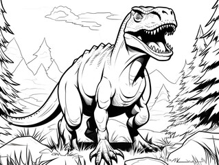 dinosaur in the forest coloring pages