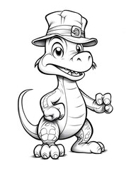 Obraz premium Dinosaur wearing hat coloring page