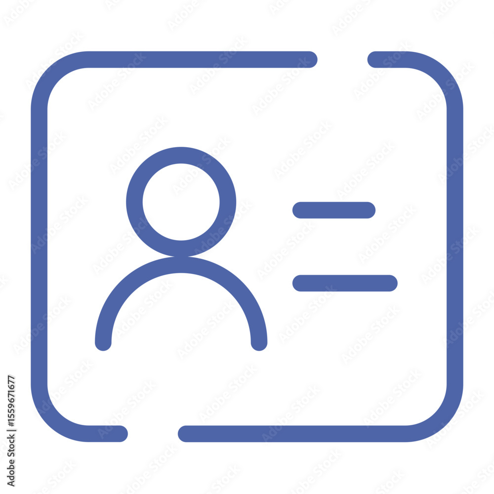 Poster illustration of a user profile icon with a rounded rectangle and two horizontal lines icon 100