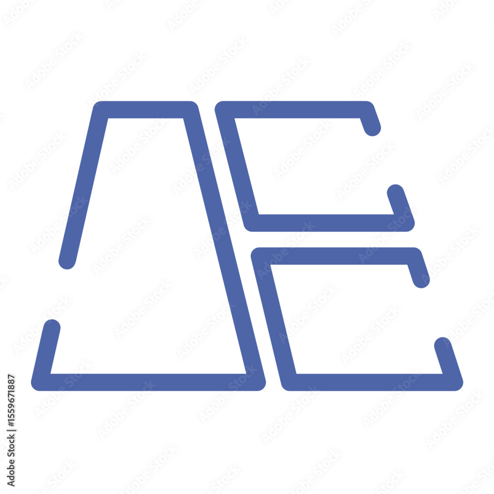 Poster abstract logo design featuring stylized ae letters in a modern and minimalist outline style format d
