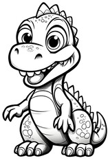 Dinosaur coloring page with flowers