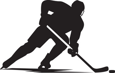 Hockey Referee and Player Black Vector Set – Game Moments

