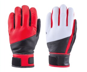 Pair of red and white sports gloves