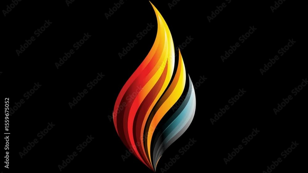 Aufkleber design of a vibrant flame graphic with colorful layers representing heat and energy in abstract art