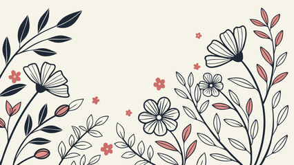 Elegant Floral Line Art and Botanical Background Vector Collection