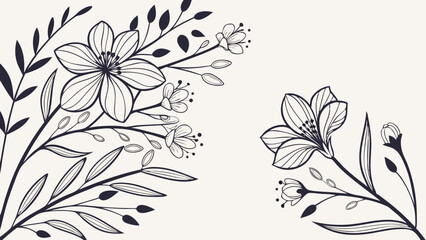 Elegant Floral Line Art and Botanical Background Vector Collection