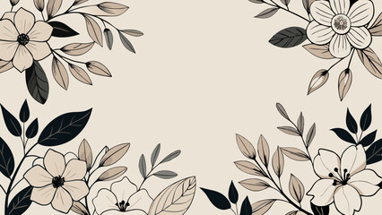 Elegant Floral Line Art and Botanical Background Vector Collection
