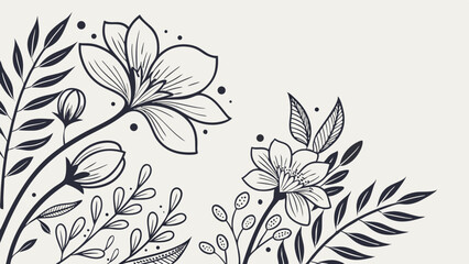 Elegant Floral Line Art and Botanical Background Vector Collection