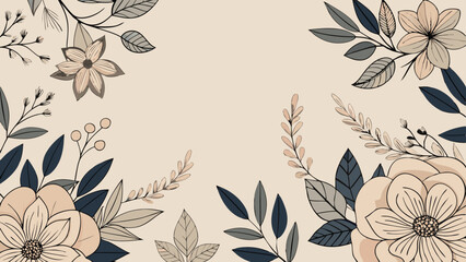 Elegant Floral Line Art and Botanical Background Vector Collection