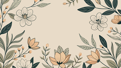 Elegant Floral Line Art and Botanical Background Vector Collection