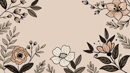 Elegant Floral Line Art and Botanical Background Vector Collection