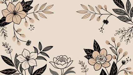 Elegant Floral Line Art and Botanical Background Vector Collection