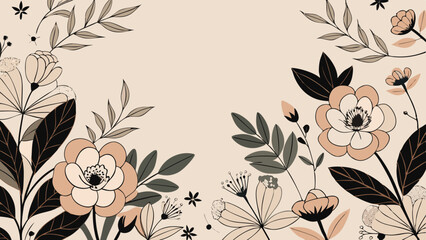 Elegant Floral Line Art and Botanical Background Vector Collection